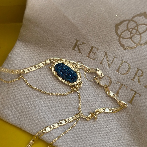 Kendra Scott Gold Necklace with Deep Blue Pendant - Picture 4 of 5